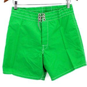 Birdwell Beach Britches Shorts Men Adult 31 Green Swim Board Surf Beach USA Logo